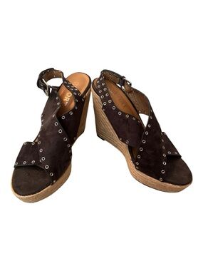 Report Women’s CADEN Dark Gray Suede Espadrille Wedge Sandals Size 7.5